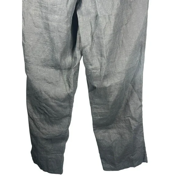 J. Jill M Black Linen Pants Lagenlook Minimalist Pull On Wide Straight Leg Beach - Picture 7 of 9